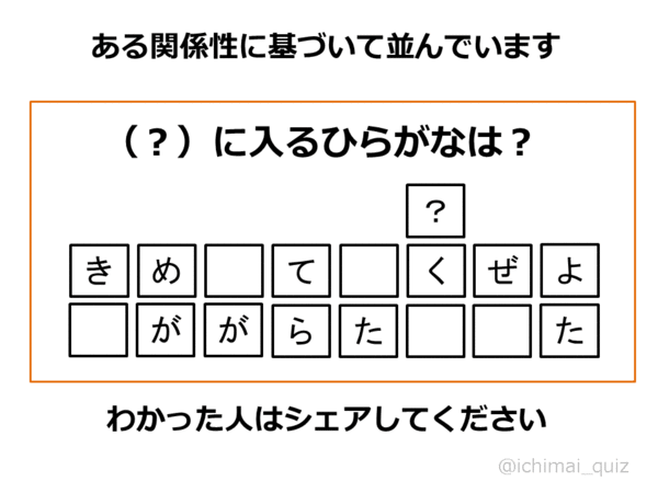 1枚クイズ033 に入るひらがなは何でしょう 1枚クイズ