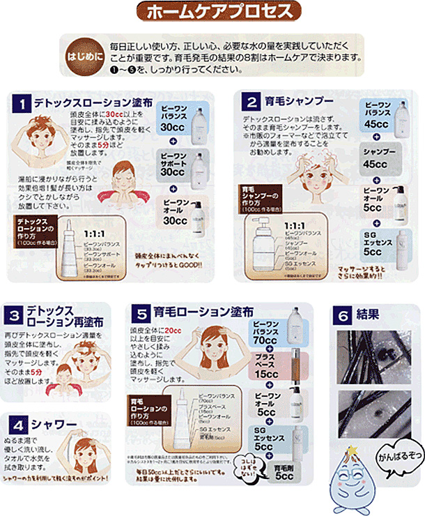 bビーワンのホームケアプロセスの説明