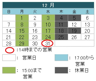 12月の営業