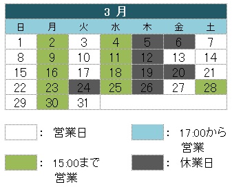 3月の営業